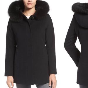 Sachi Wool Blended Coat with Genuine Fox Fur